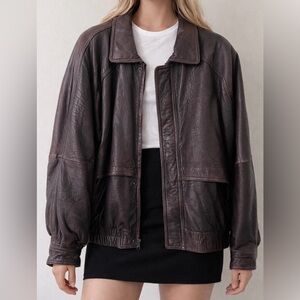 Vintage Brown Leather bomber Jacket XL